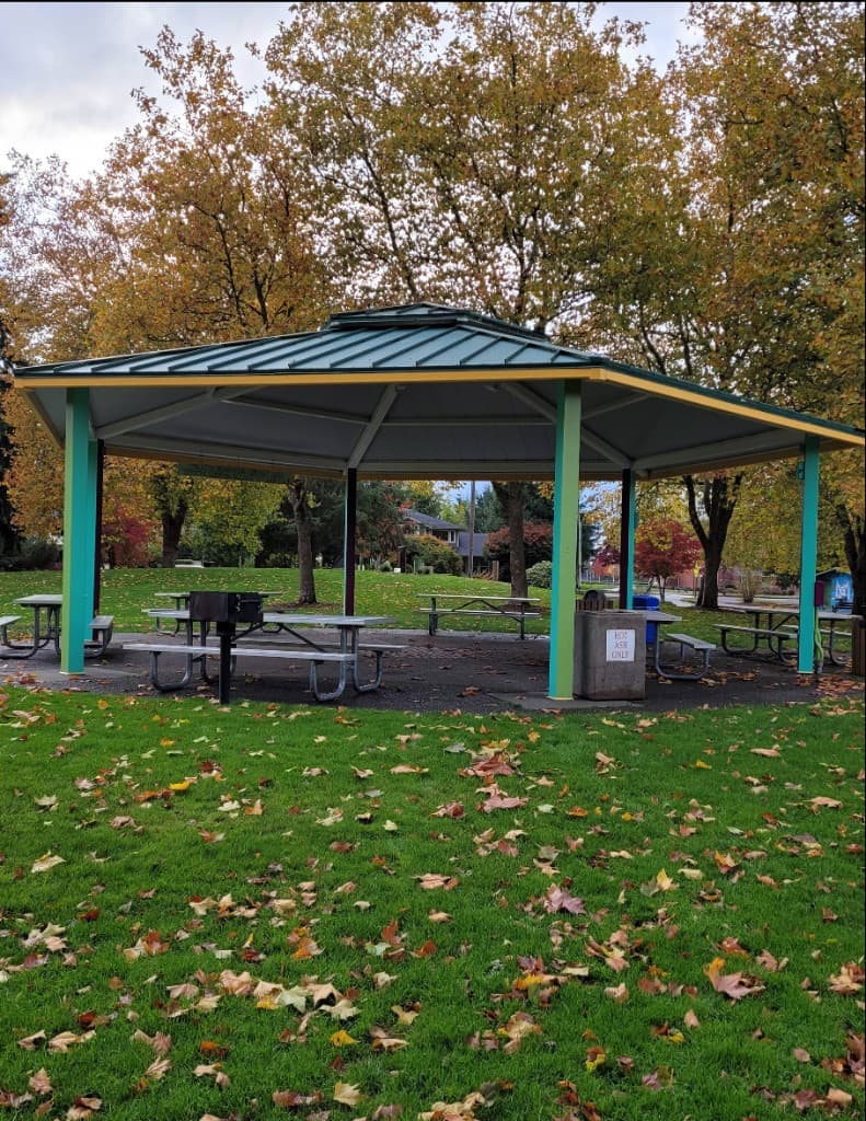 Marvista Park picnic shelter, just across the street from the home